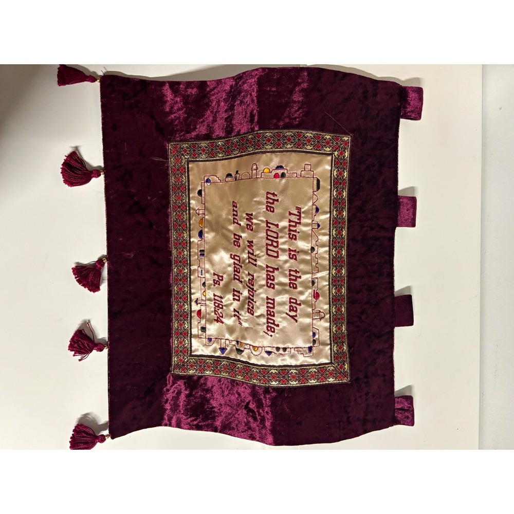 Psalm 118:24 Bible Verse Wall Hanging Tapestry, Vintage Velvet Christian Art